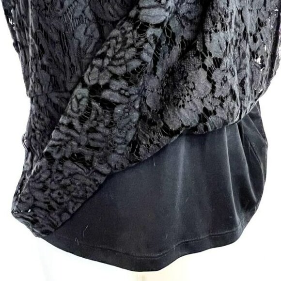 Isaac Mizrahi Live Black Lace Asymmetrical Peplum Tank Top Size Small - Picture 7 of 9